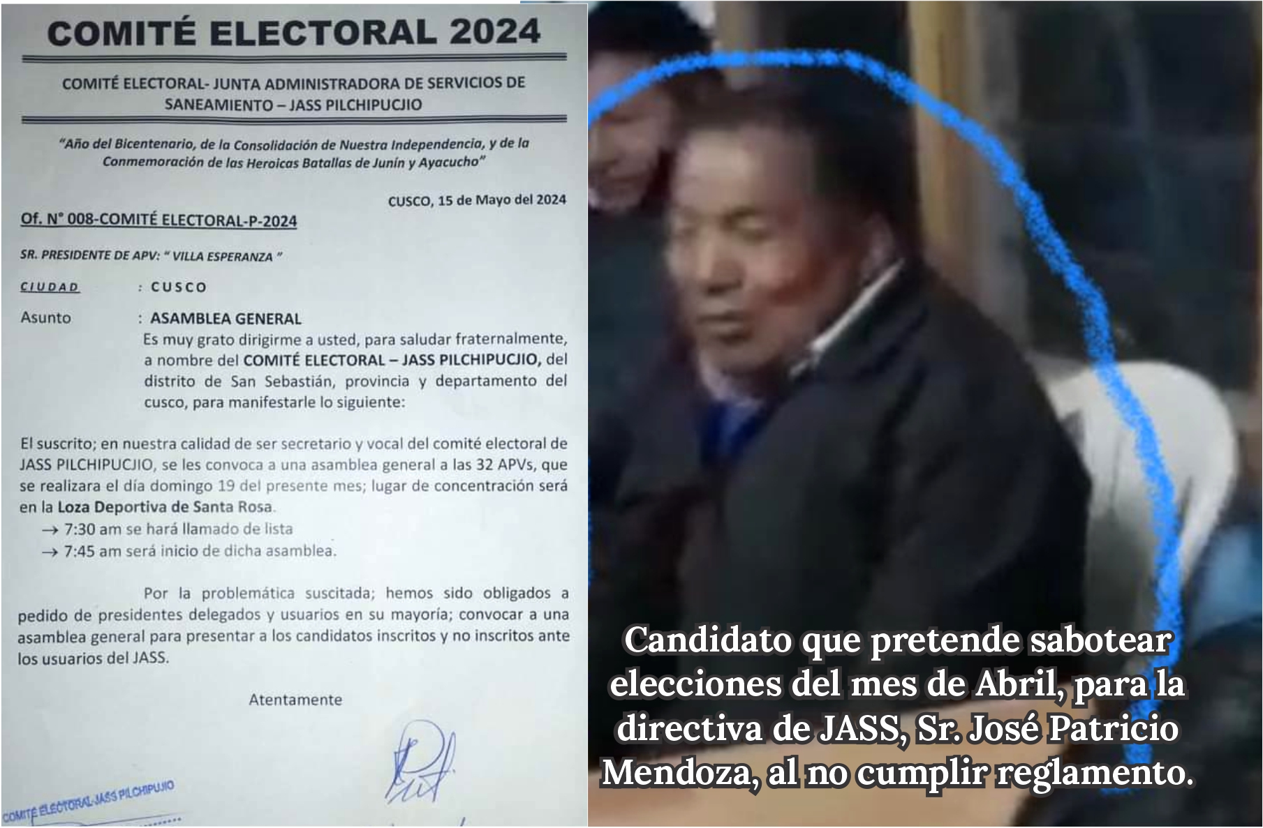 NOTICIAS CUSCO 18/05/2024: PRETENDEN SABOTEAR ELECCIONES EN JASS PILLCHIPUCJIO, COMITÉ ELECTORAL DECLARÓ COMO GANADORA A LISTA ÚNICA EL 7 DE ABRIL