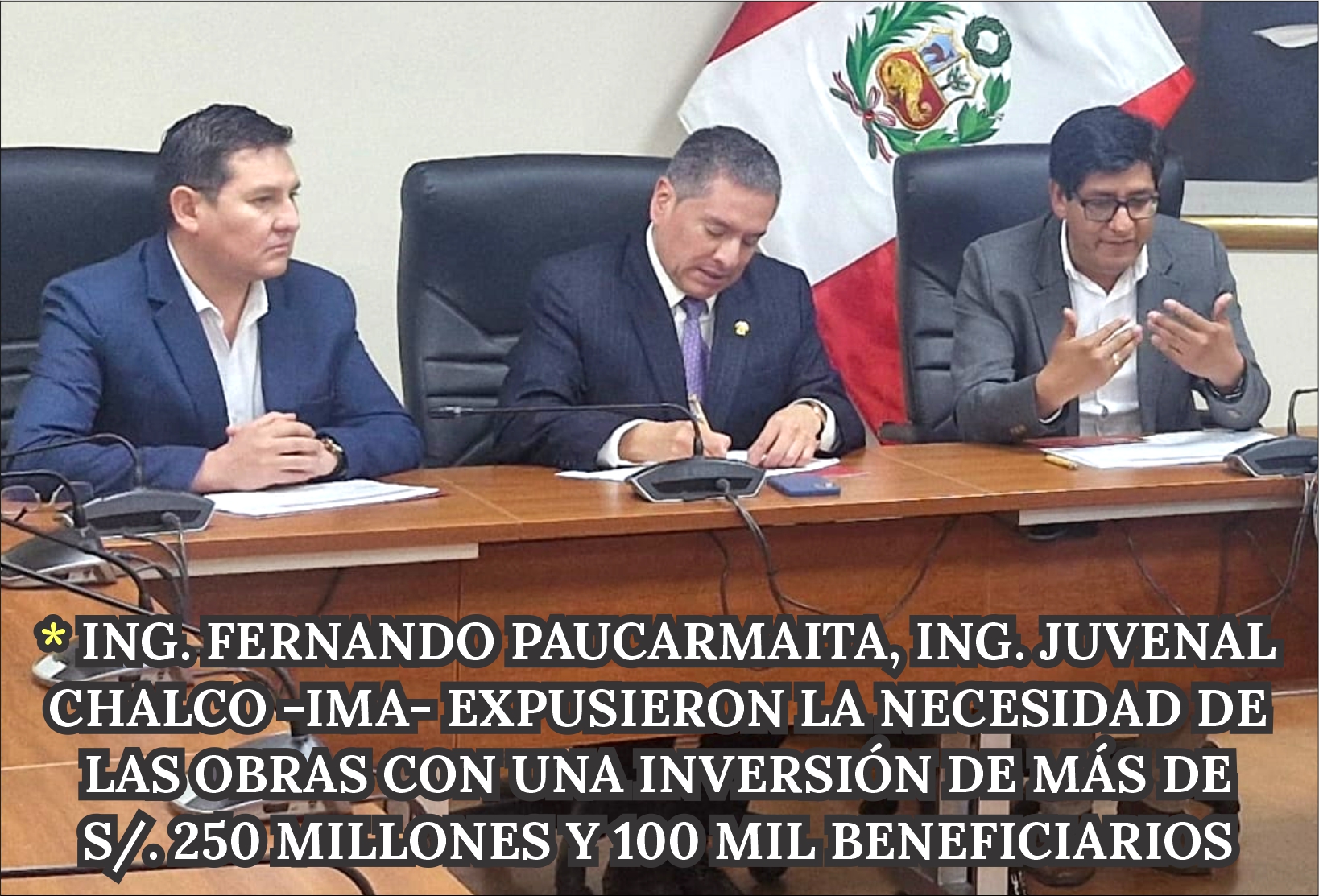 NOTICIAS CUSCO 14/08/2024: IMA EXPUSO MEGA PROYECTOS ANTE EL CONGRESO, CONGRESISTA ARAGÓN ASUMIÓ COMPROMISO PARA CONSEGUIR FINANCIAMIENTO ECONÓMICO * ING. FERNANDO PAUCARMAITA, ING. JUVENAL CHALCO -IMA- EXPUSIERON LA NECESIDAD DE LAS OBRAS: INVERSIÓN S/. 250 MILLONES Y 100 MIL BENEFICIARIOS…