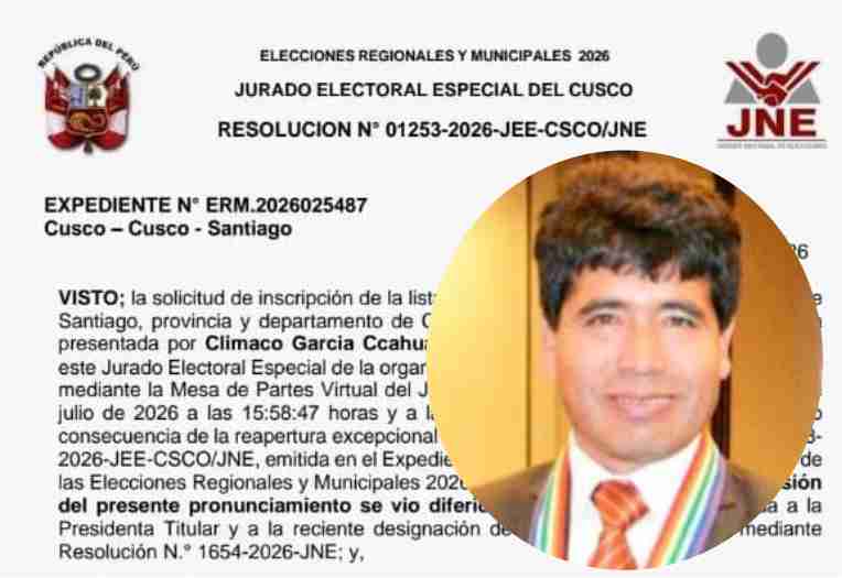 NOTICIAS CUSCO 18/07/2026: Rechazan inscripción de “Progresemos» al municipio de Santiago, por intentar «colar» a regidor del Cusco y otros candidatos… NOTICIAS CUSCO 18/07/2026: Rechazan inscripción de “Progresemos» al municipio de Santiago, por intentar «colar» a regidor del Cusco y otros candidatos…